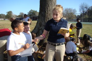 Students explore trees on their schoolyard