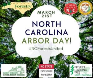 NC Arbor Day cover photo featured the joint NC forestry organization logos.