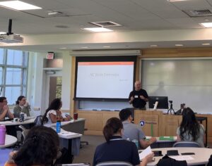 Photo of Dr. Robert Bardon presenting about NC State Extension at BEST program at Pennsylvania State University.